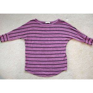 Pomelo Women's Shirt Blouse Top Striped 3/4 Sleeves Stretch Mauve